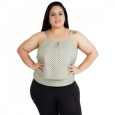 Generic Women's Casual Sleeveless Polka Print Green Top (Color:Grey, Material:Crepe)