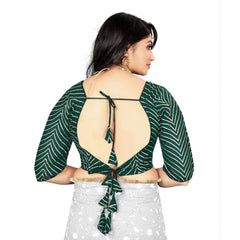 Generic Women's Georgette Embroidery Readymade Blouse (Green, Size: Free Size)