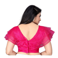 Generic Women's Nylon Diamond Work Readymade Blouse (Pink, Size: Free Size)