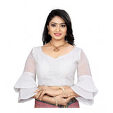 Generic Women's Organza Embroidery Readymade Blouse (White, Size: Free Size)