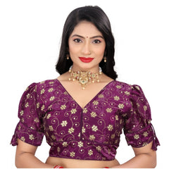 Generic Women's Jimmy Choo Embroidery Readymade Blouse (Purple, Size: Free Size)
