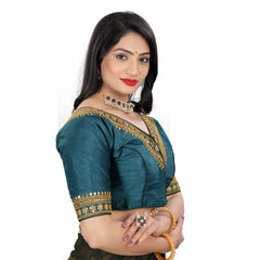 Generic Women's Banglory Embroidery Readymade Blouse (Teal, Size: Free Size)