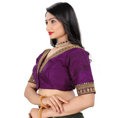 Generic Women's Banglory Embroidery Readymade Blouse (Magenta, Size: Free Size)