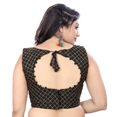 Generic Women's Satin Embroidery Readymade Blouse (Black, Size: Free Size)