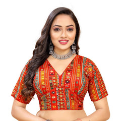 Generic Women's Cotton Blend Plain Readymade Blouse (Red, Size: Free Size)