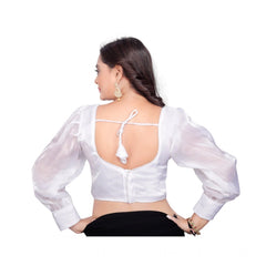 Generic Women's Organza Plain Readymade Blouse (White, Size: Free Size)
