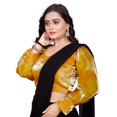 Generic Women's Organza Plain Readymade Blouse (Mustard, Size: Free Size)