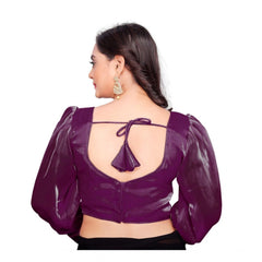 Generic Women's Organza Plain Readymade Blouse (Magenta, Size: Free Size)