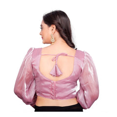 Generic Women's Organza Plain Readymade Blouse (Baby Pink, Size: Free Size)