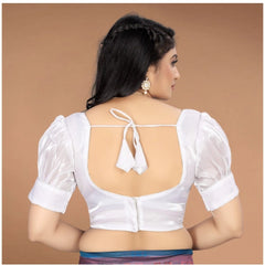 Generic Women's Organza Plain Readymade Blouse (White, Size: Free Size)