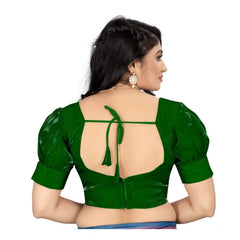 Generic Women's Organza Plain Readymade Blouse (Green, Size: Free Size)