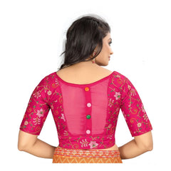 Generic Women's Satin Floral Readymade Blouse (Pink, Size: Free Size)