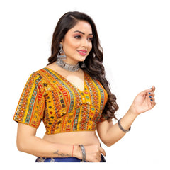 Generic Women's Cotton Blend Plain Readymade Blouse (Mustard, Size: Free Size)