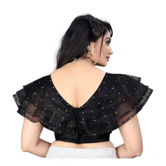 Generic Women's Nylon Diamond Work Readymade Blouse (Black, Size: Free Size)