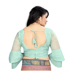 Generic Women's Organza Embroidery Readymade Blouse (Mint Green, Size: Free Size)
