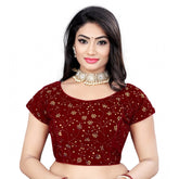 Generic Women's Velvet Sequins Readymade Blouse (Maroon, Size: Free Size)