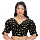 Generic Women's Jimmy Choo Embroidery Readymade Blouse (Black, Size: Free Size)