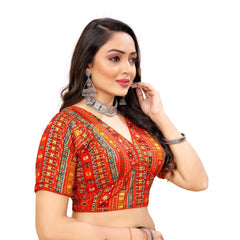 Generic Women's Cotton Blend Plain Readymade Blouse (Red, Size: Free Size)