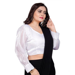 Generic Women's Organza Plain Readymade Blouse (White, Size: Free Size)