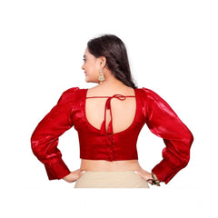 Generic Women's Organza Plain Readymade Blouse (Red, Size: Free Size)