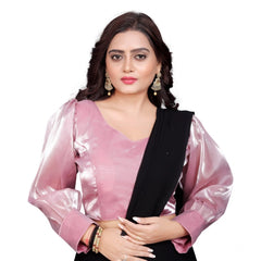 Generic Women's Organza Plain Readymade Blouse (Baby Pink, Size: Free Size)