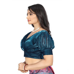 Generic Women's Organza Plain Readymade Blouse (Teal, Size: Free Size)