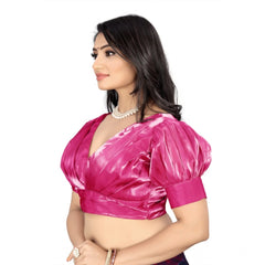 Generic Women's Organza Plain Readymade Blouse (Pink, Size: Free Size)