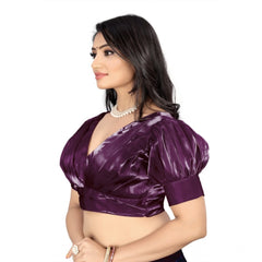Generic Women's Organza Plain Readymade Blouse (Magenta, Size: Free Size)