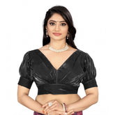 Generic Women's Organza Plain Readymade Blouse (Black, Size: Free Size)