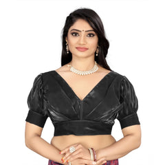 Generic Women's Organza Plain Readymade Blouse (Black, Size: Free Size)