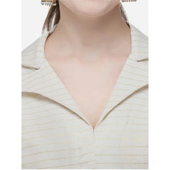 Generic Women's Cotton Striped Readymade Blouse (Beige, Size: Free Size)