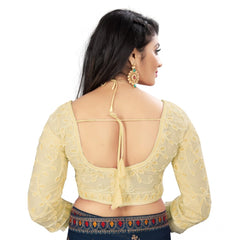 Generic Women's Nylon Net Embroidery Readymade Blouse (Beige, Size: Free Size)