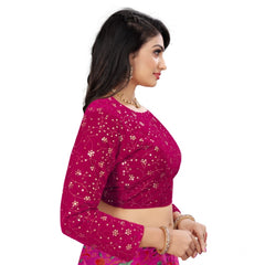 Generic Women's Velvet Embroidery Readymade Blouse (Pink, Size: Free Size)