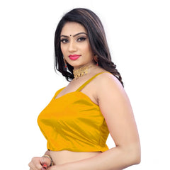 Generic Women's Satin Satin Readymade Blouse (Mustard, Size: Free Size)