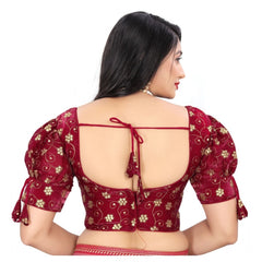 Generic Women's Jimmy Choo Embroidery Readymade Blouse (Maroon, Size: Free Size)