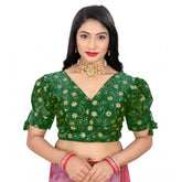 Generic Women's Jimmy Choo Embroidery Readymade Blouse (Green, Size: Free Size)