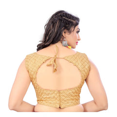 Generic Women's Satin Embroidery Readymade Blouse (Beige, Size: Free Size)