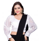 Generic Women's Organza Plain Readymade Blouse (White, Size: Free Size)