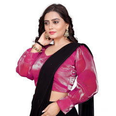 Generic Women's Organza Plain Readymade Blouse (Pink, Size: Free Size)