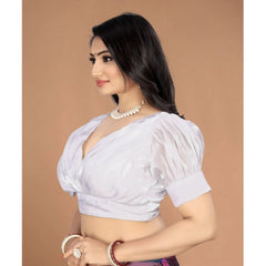 Generic Women's Organza Plain Readymade Blouse (White, Size: Free Size)
