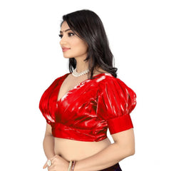 Generic Women's Organza Plain Readymade Blouse (Red, Size: Free Size)