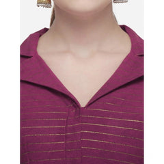 Generic Women's Cotton Striped Readymade Blouse (Magenta, Size: Free Size)