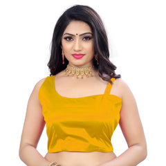 Generic Women's Satin Satin Readymade Blouse (Mustard, Size: Free Size)
