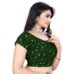 Generic Women's Velvet Sequins Readymade Blouse (Green, Size: Free Size)