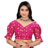 Generic Women's Jimmy Choo Embroidery Readymade Blouse (Pink, Size: Free Size)