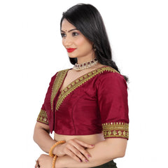 Generic Women's Banglory Embroidery Readymade Blouse (Maroon, Size: Free Size)
