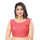Generic Women's Satin Embroidery Readymade Blouse (Pink, Size: Free Size)