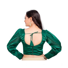 Generic Women's Organza Plain Readymade Blouse (Green, Size: Free Size)