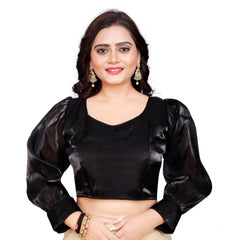 Generic Women's Organza Plain Readymade Blouse (Cream, Size: Free Size)