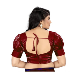 Generic Women's Organza Plain Readymade Blouse (Maroon, Size: Free Size)